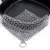 Amagabeli Cast Iron Cleaner 8"x6" Rectangle Chain Metal Scrubber with Hanging Ring 316 Premium Stainless Steel Chainmail Scrubber for Skillet,Wok,Pot,Pan CS03