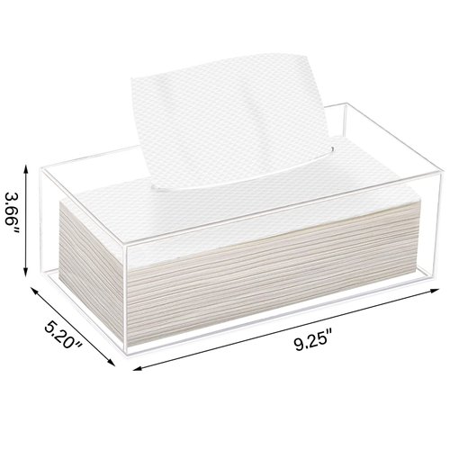Phineoly Clear Acrylic Tissue Box Holder, Rectangle Dispenser Tissue Box Cover for Bathroom, Bedroom Dresser, Countertop, Desk