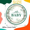 50Pcs Oh Baby Paper Plates Sage Green Baby Shower Party Supplies 7" Sage Greenery Dessert Plates Eucalyptus Plates for Kids Gender Reveal Sage Green Baby Shower Birthday Party Decorations (Green)