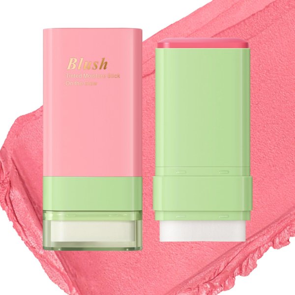 SWETIYOU Blush Stick for Cheeks and Lips with Built-In Blending Sponge, On-the-Go Glow Blush, Hydrating Solid Cheek Tint, Multi-use Blush Makeup Stick, Tinted Moisture Sticks (Color:03#Shy Pink)