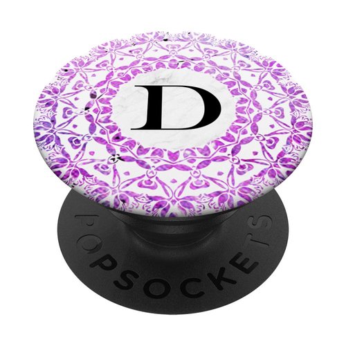 Cell Phone Pop Up Grip Holder,Monogram Mandala White Pink D PopSockets Grip and Stand for Phones and Tablets