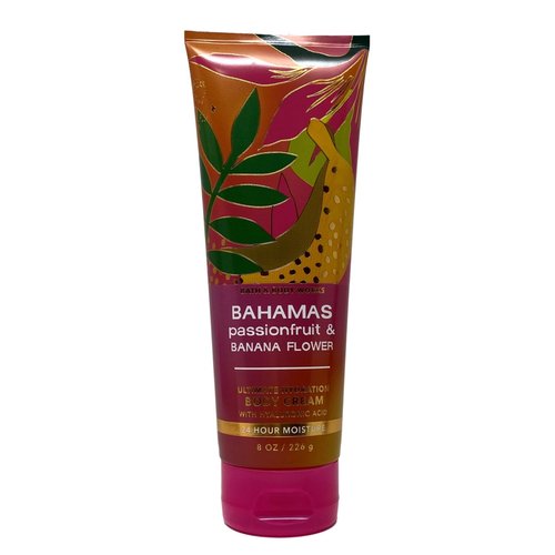 Bath & Body Works Bahamas Passionfruit & Banana Flower - 2 Pack Of Body Cream with a Himalayan Salts Springs Sample Bar Soap.