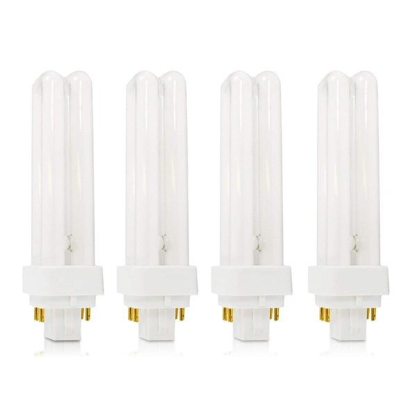 Circle (4 Pack) CFL Bulbs Direct Generic Replacement for Panasonic FDS18E35/4 18W 3500K Double Tube, 4 Pin G24q-2 Base, Compact Fluorescent Light Bulbs