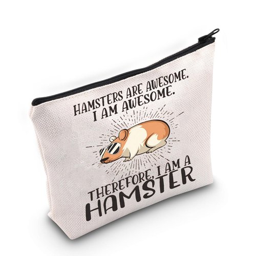 LEVLO Hamster Cosmetic Makeup Bag Hamster Lover Gift Hamsters Are Awesome Makeup Zipper Pouch Bag For Hamster Owner (Hamsters Are Awesome)