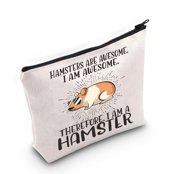 LEVLO Hamster Cosmetic Makeup Bag Hamster Lover Gift Hamsters Are Awesome Makeup Zipper Pouch Bag For Hamster Owner (Hamsters Are Awesome)