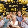 Trgowaul 80th Birthday Decorations Men Women - Black Gold Happy 80 Birthday Backdrop Banner, 2 Pcs Happy Birthday Tablecloth, 60 Pcs Latex Confetti Balloons, 80 Years Old Birthday Party Supplies Gifts