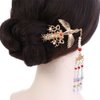 Gold Phoenix Tassel Hairpins Pearl Tassel U-Shape Hair Stick Chinese Style Phoenix Hair Fork Hanfu Headdress Hair Accessory for Women Girls