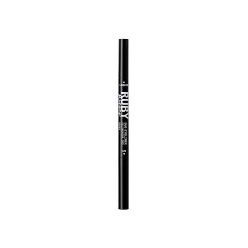 Ruby Kisses Duo Felt Tip Liquid Eyeliner in Black, Dual Ended Waterproof Eyeliner, Smudge-Proof & Long-Wearing, Regular & Micro Tip for Ultra Precise Thin to Bold Cat Eye, Fast Drying Formula