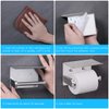 VAEHOLD Self Adhesive Toilet Paper Holder with Phone Shelf SUS304 Stainless Steel Wall Mounted Toilet Paper Roll Holder - Rustproof and Bathroom Washroom Tissue Roll Holder with Storage Shelf - Silver
