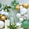 MEBAY Green White Gold Balloon Arch Kit, 146Pcs Avocado Green Metallic Chrome Gold Confetti and White Latex Balloons for Wedding Birthday Baby Shower Decoration