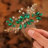 Kisshine Leaf Bride Wedding Hair Comb Gold Rhinestone Headpiece Bridal Crystal Hair Accessories for Women and Girls