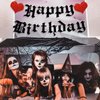 Ushinemi Pre-Strung Goth Birthday Decorations, NO DIY Gothic Happy Birthday Banner Glitter Funeral Birthday Party Supplies
