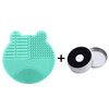 Silicon Makeup Brush Cleaner Mat with Brush Drying manual Make up brush cleaner cleanser machine Cosmetic Brush Cleaner Pad+Makeup Brush Dry Cleaned Quick Color Removal Sponge Scrubber Tool (Green)