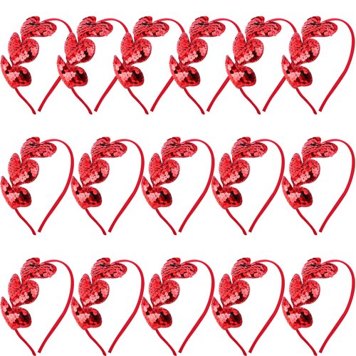 16 Pcs Heart Headband Valentine&#39;s Day Heart Sequins Hair Hoop Headbands for Kids Adults Valentine...