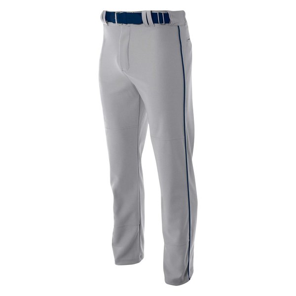 A4 Mens Pro-Style Open Bottom Baseball Pant, Medium, Gray/Navy