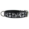 Black Genuine Leather Silver Print Dog Collar 20"x1.25" Fits 14"-18.5" Neck