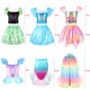 HAMSILY Princess Dress Up Clothes for Little Girls: Princess Costume for Girls Toddler, Unicorn Costume & Mermaid Costume, Girl Toys Age 3 4 5 6 Year Old Girl Birthday Gifts with Cape, Jewelry, etc
