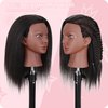 Mannequin Head with Human Hair 14'' Cosmetology Manikin Doll Head with 100% Real Human Hair for Braiding Hairdresser Practice Styling with Free Clamp Holder-Black