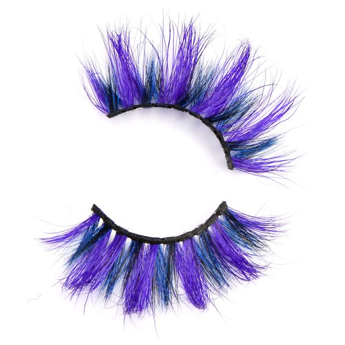 FOXSCOS 25mm Colored Eyelashes,Halloween 3D Mink Lashes with Color,Beautiful Natural Wispy Colorful False Eyelashes 1 Pair for Christmas New Year Party Ball Cosplay（Blue-purple-black 3 colors）