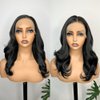 LOLYDEER 13X6 Body Wave Lace Front Wigs Black Wavy Synthetic Lace Front Wig HD Glueless Lace Wigs Pre Plucked Natural Hairline With Baby Hair 18 Inch Wear And Go Wigs For Black Women