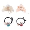 Pokinge 4pcs Cute Girls Accessories bow pearl tassel hair claw Plush Hair Claw wild plush big catch clip Lucky Cat Head Rope Elastic Rubber Bands Hair Rope