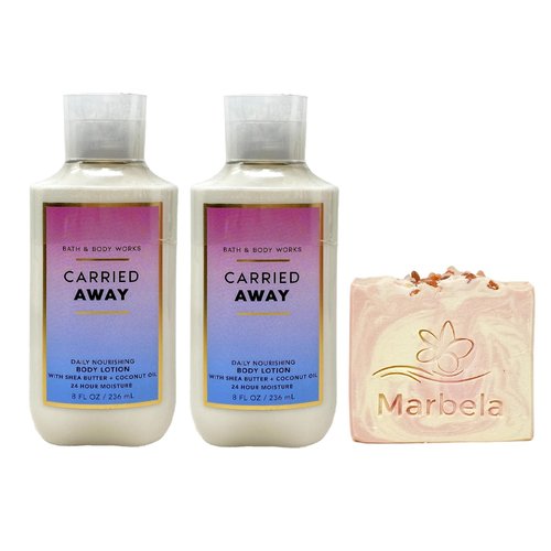 Bath & Body Works Carried Away 2 Pack Daily Nourishing Body Lotion Gift Set with a Himalayan Salts Springs Bar Soap - Full Size