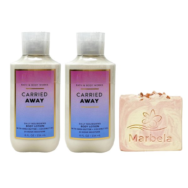 Bath & Body Works Carried Away 2 Pack Daily Nourishing Body Lotion Gift Set with a Himalayan Salts Springs Bar Soap - Full Size