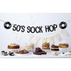 50's Sock Hop Banner, 1950's Theme Birthday Decorations, 50s Retro Rock N Roll, Classic Disco Music Rock Star Baby Shower Party Supplies Black
