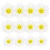 Daisy Balloons with Smiley Face 12 Pcs White Daisy Flower Smiley Face Foil Balloons for Birthday Wedding Hippie Boho Girl Groovy Daisy Party Decorations Supplies