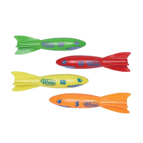 Wahu Dash Divers Pool Diving Toy Set with 5" Diving Sticks Marked with Points, 4-Piece Underwater Diving Torpedoes Set for Kids Ages 5+, Glides up to 20'