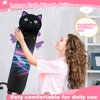TITQWOP Long Cat Plush Pillow, 28" Cute Stuffed Animals Cat Plush Long Body Pillows, Soft Black Cat Plushie Soft Doll Pillows Gifts for Girlfriend Kids Girls Boys