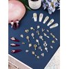 36 Pcs Luxury Nail Charms, TOROKOM 3D Dangle Nail Art Rhinestones Gold Silver Heart Pearl Crystal Gems Nail Diamond for Girl Women DIY Nail Design Craft Jewelry Making