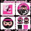 Gejoy 96 Pcs Ninja Birthday Party Supplies Decorations Tableware Kit Include Plates Knives Forks Spoons Napkins for Boy Girls Birthday Party Favors Serve 24 Guests(Girl Style)