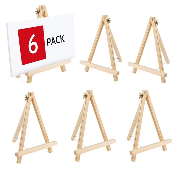 6PCS Wood Easels, 9 Inches Tabletop Easels, Tripod, Painting Party Easel, Kids Student Tabletop Easels for Painting, Art Craft Painting Easel Stand for Artist Adults Students