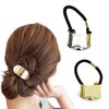 2pcs Metal oval semicircle hollow heart-shaped ponytail Elastic Rubber Band Hair Tie Hair Accessories for women girls