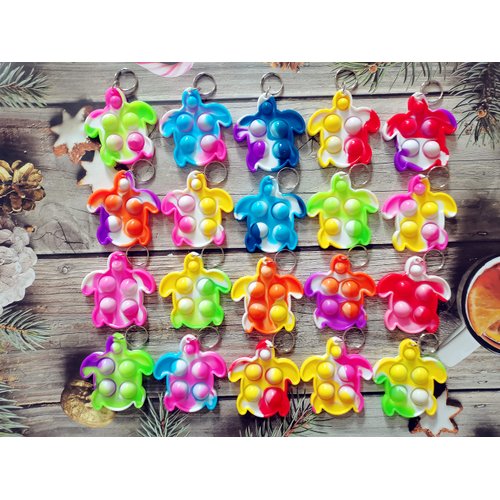 HOZKEAP 20 Packs Bulk Turtle Mini pop Fidget Keychain ， Boys and Girls kids Birthday Party Favors Supplies and Classroom Students Prize