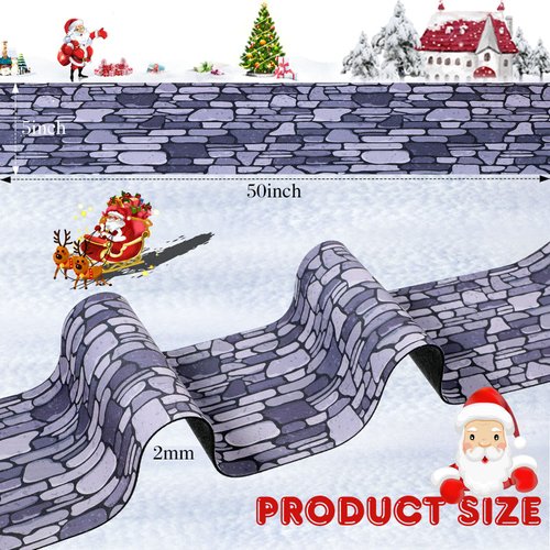Marspark Christmas Village Accessories 5 x 50 Inch Christmas Miniature Road Village Street Mat Xmas Village Snow Street Decorations for Little Village Landscape (Gray Gravel Road Style)