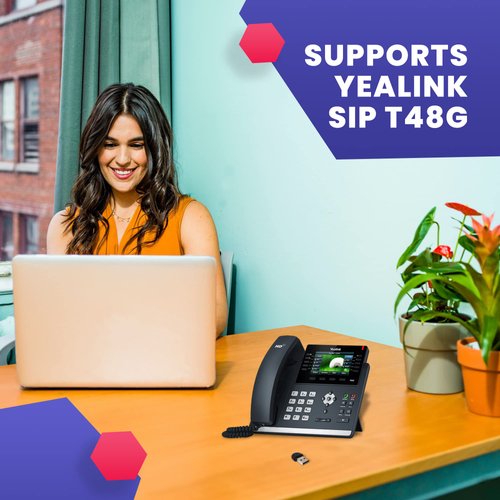 Yealink WF40 USB Wi-Fi Dongle Adapter for Desk Phones - Compatible Models - T27G, T29G, T46G, T48G, T41S, T42S, T46S, T48S, T52S, T54S, T42U, T43U, T46U, T48U, Global Teck Microfiber Cloth