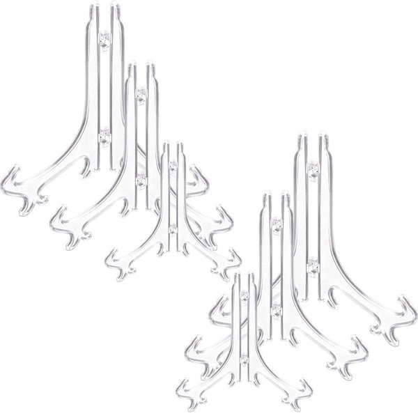 Thyores 6-Pack Plastic Easels, 4/6/8 Inches Clear Easel Display Stand/Plate Holders to Display Pictures, Items