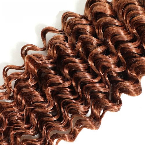 Brown Bundles Human Hair Color 30 Deep Wave Bundles 8A Peruvian Virgin Remy Hair 3 Bundles 16 18 20 Inch Reddish Brown Human Hair Bundles Auburn Deep Wave Bundles Soft Hair Weave