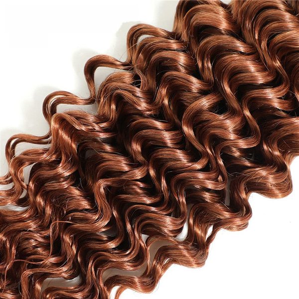 Brown Bundles Human Hair Color 30 Deep Wave Bundles 8A Peruvian Virgin Remy Hair 3 Bundles 16 18 20 Inch Reddish Brown Human Hair Bundles Auburn Deep Wave Bundles Soft Hair Weave