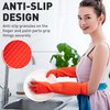 ThxToms Rubber Dishwashing Cleaning Gloves (2-Pair) - Fleece Lined, Reusable, Waterproof with Extra-Long Cuff & Anti-Slip Design for Household & Kitchen Use - Small