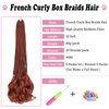 French Curl Crochet Braids 22 Inch 6 Packs Goddess Box Braids Crochet Hair Pre Looped French Curly Braiding Hair Cooper Red Crochet Box Braids With Curly Wavy Ends Synthetic Hair Extensions (#350)