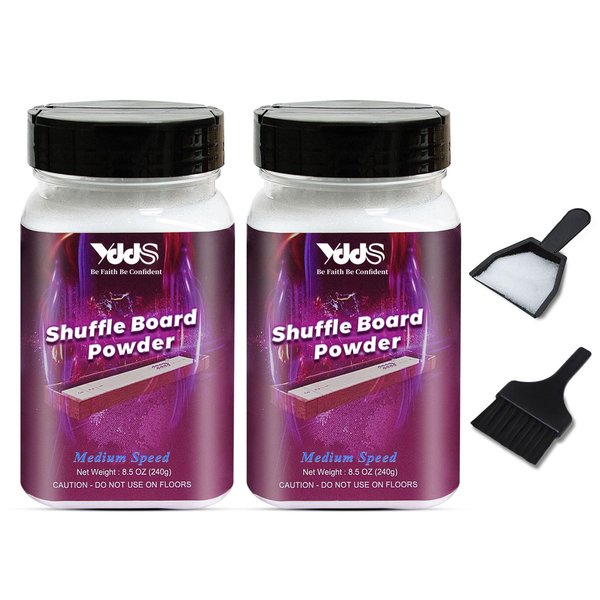 YDDS Shuffleboard Sand - Shuffleboard Wax with Mini Dustpan and Mini Brush Set for Shuffleboard Table, 2 Cans 16oz