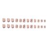 24 Pcs Short Nude Press on Nalis Square Arcylic Glossy Full Cover False Nails Fake Nails Press ons with Glitter White French Glue on Nails -YIHONGYAN Summer Nail Art Tips for Women Manicure Decoration