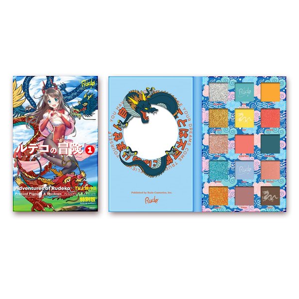Rude Cosmetics Manga Collection Pressed Pigments and Shadows Palette - Adventures of Rudeko for Women - 0.77 oz Eye Shadow