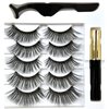 Fayeerewo Magnetic Eyelashes with Eyeliner, False Eyelashes 18mm, Wispy Mink Lashes Fluffy Eye Lashes Cat-Eye Look, Contact Lens Friendly, Reusable Strip Lashes, 5 Pairs