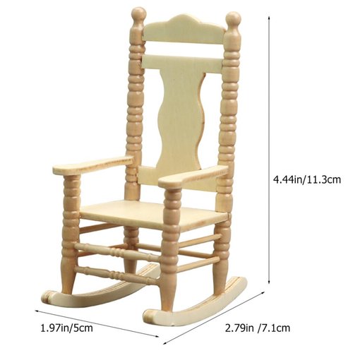 jojofuny Wooden Dollhouse Rocking Chairs 1:12 Scale Christmas Model Chairs Miniature Wooden Rocking Chairs for Dollhouse Accessories Furniture Decoration