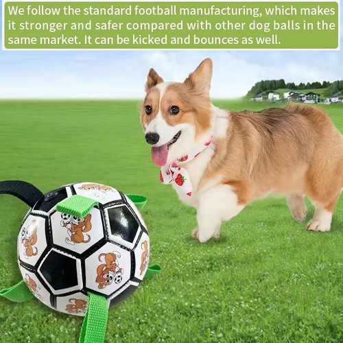 XChangeFun Dog Toys Soccer Ball with Straps Interactive Dog Toys Dog Tug Toy Dog Water Toy Durable Dog Balls for Medium Dogs (Green)