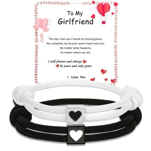 Couple Gifts Bracelets Matching Bracelets Adjustable Rope Bracelets for Couples Christmas Anniversary Valentines Gifts for Him HerBoyfriend Girlfriend Lovers Husband Wife (To My Girlfriend)